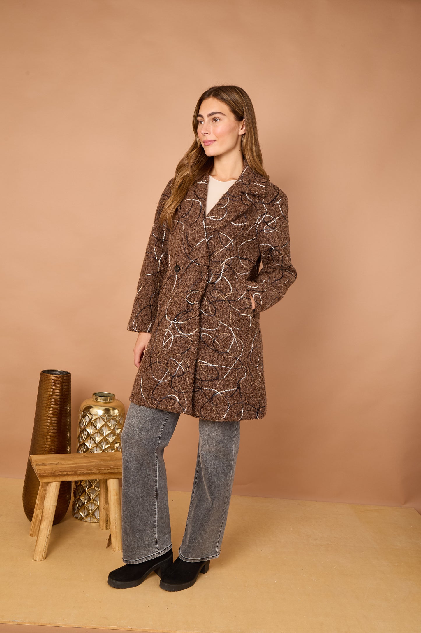 BLANKET STITCH LONG COAT