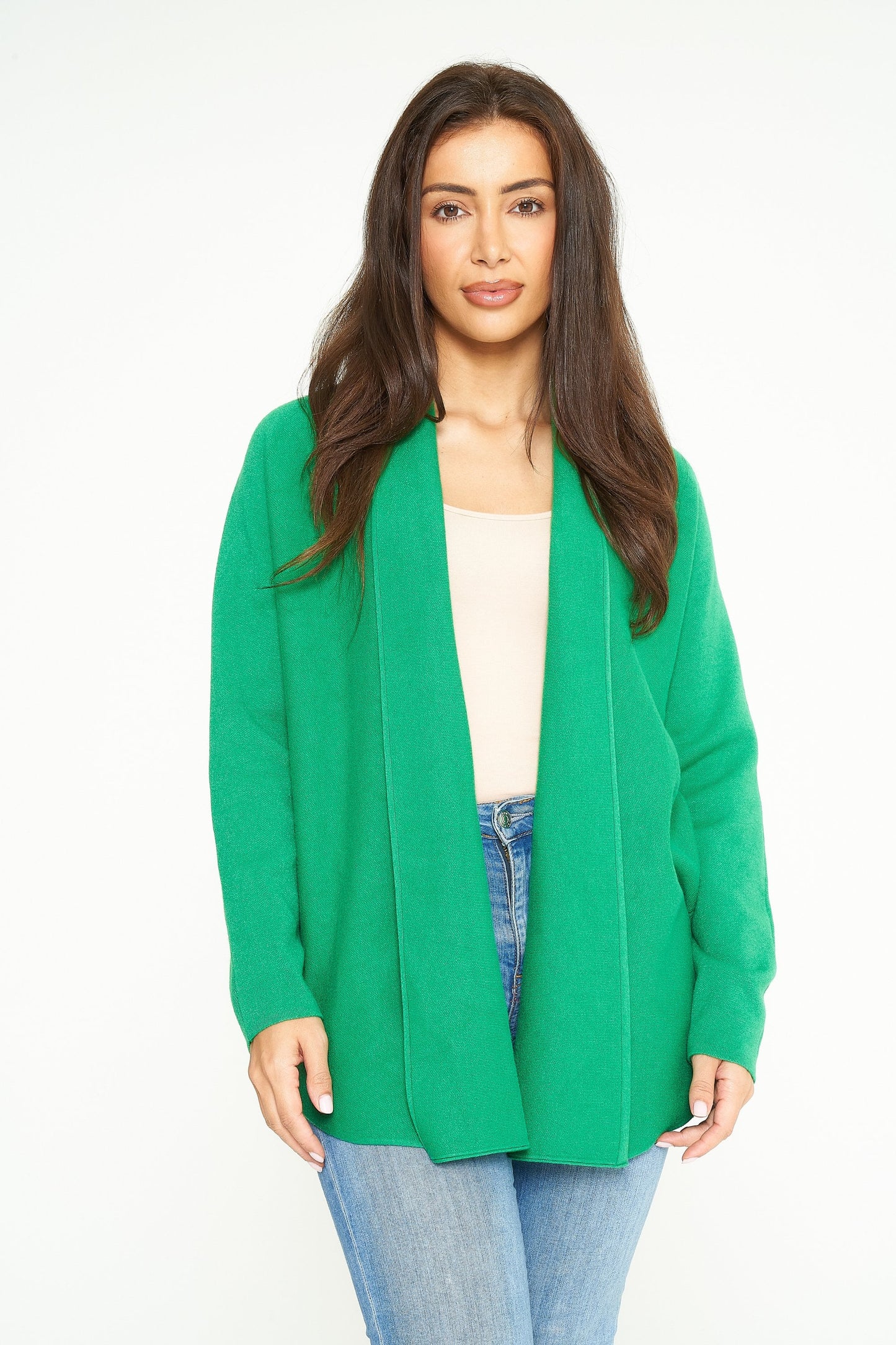 Fine Knit Open Front Cardigan