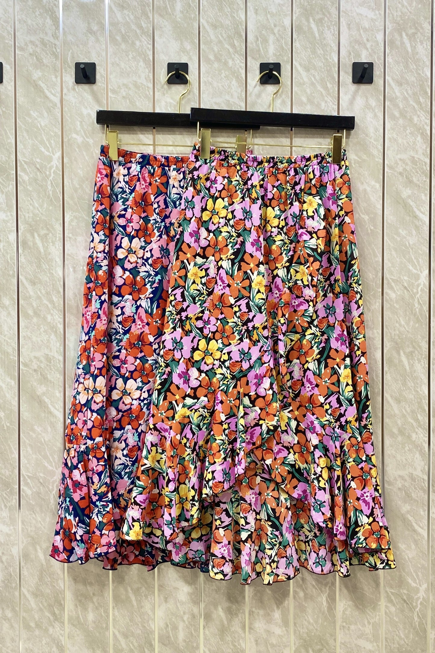 Tropical Flowers Print Skirt