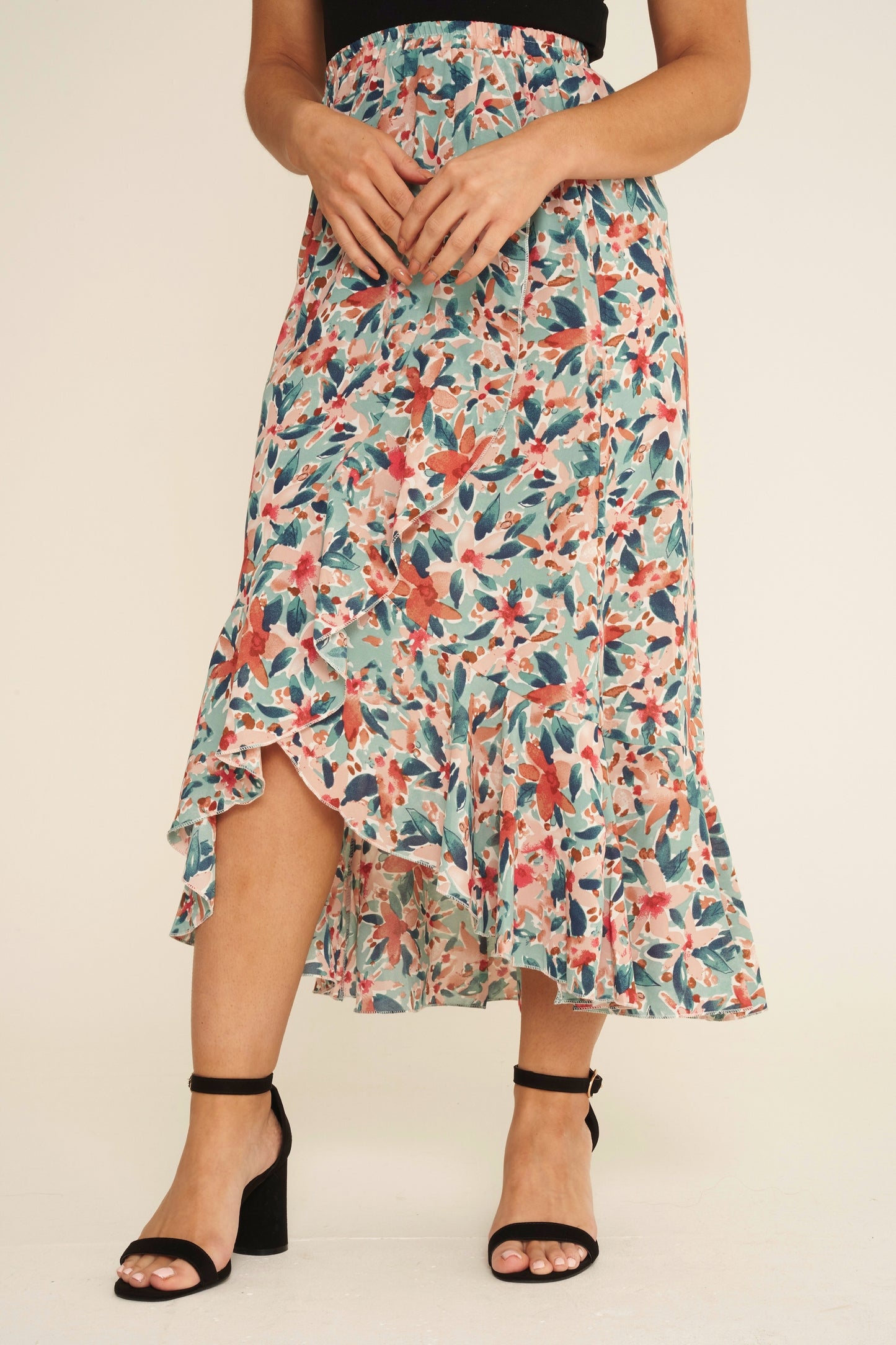 Watercolour Flower Print Skirt
