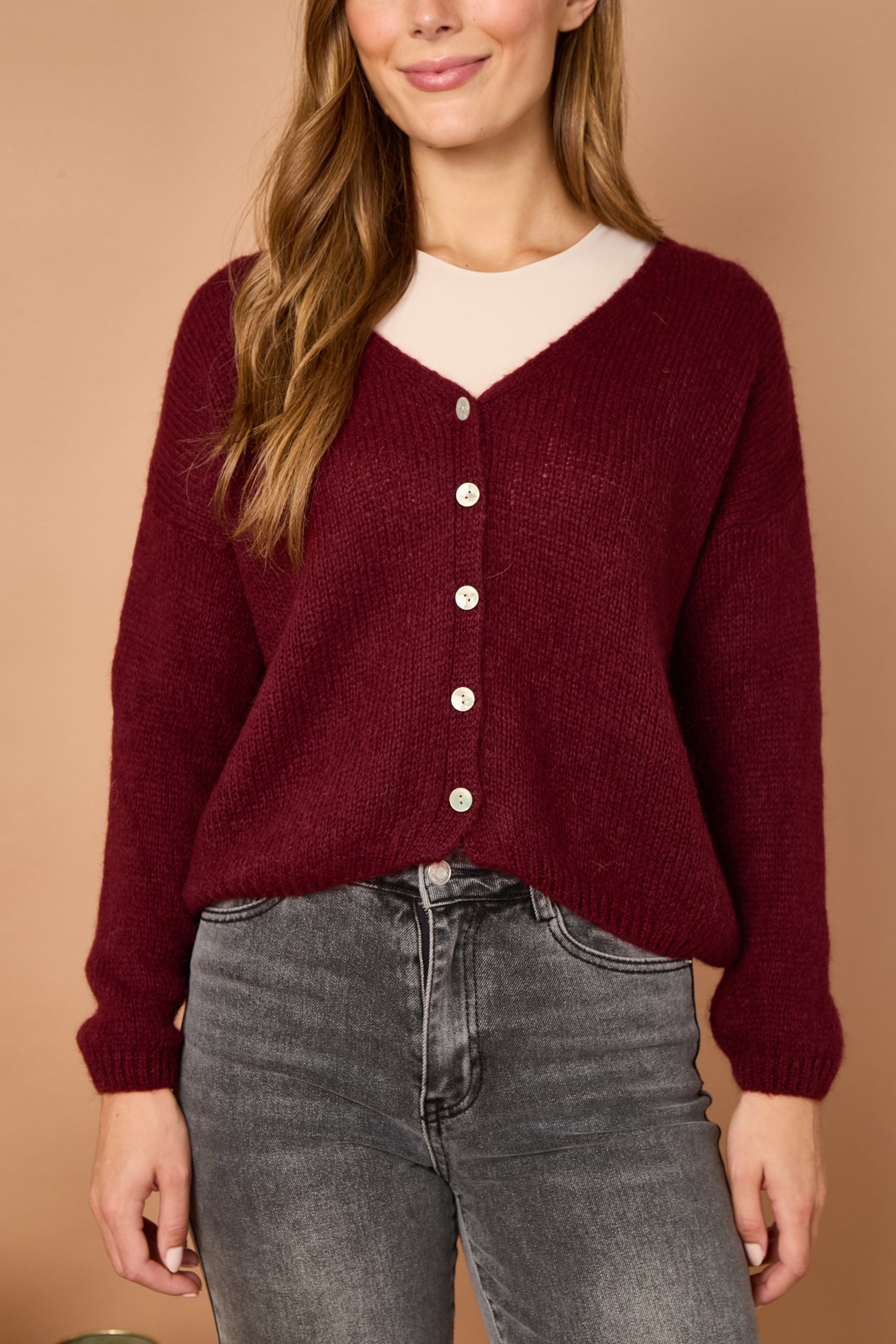 MOHAIR BUTTON THROUGH CARDIGAN