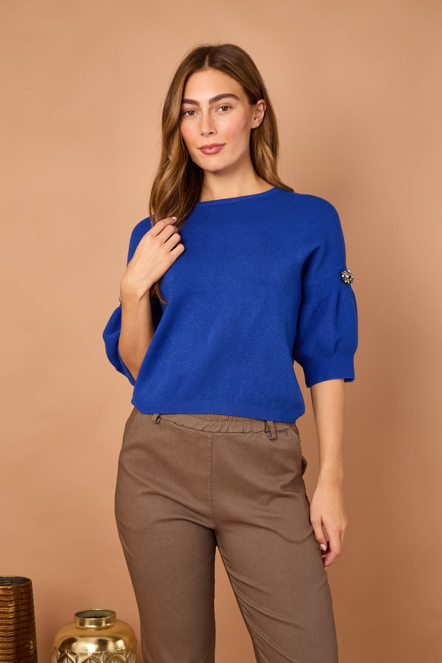 DIAMOND PUFF SLEEVE JUMPER