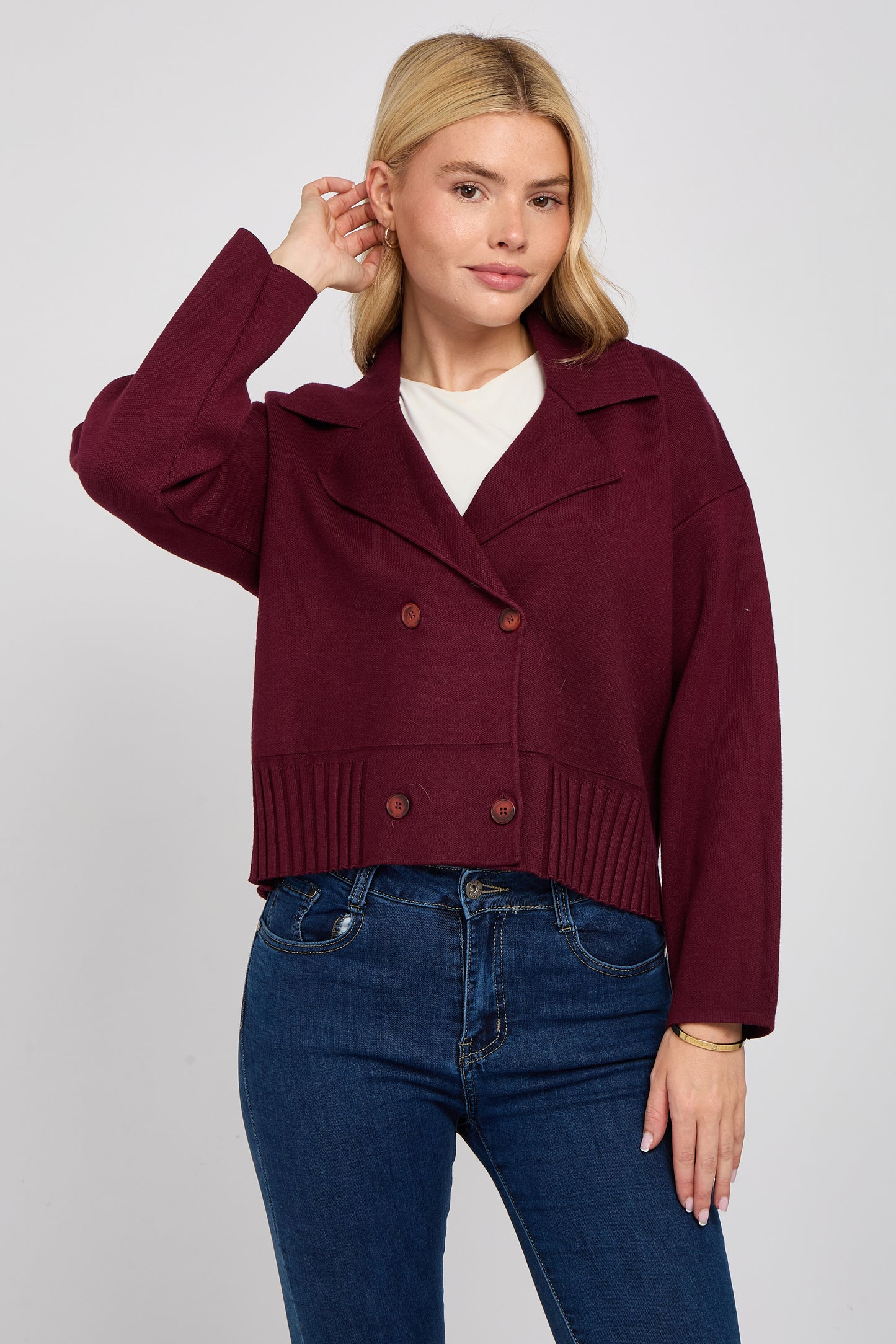 DOUBLE BREASTED KNITTED JACKET