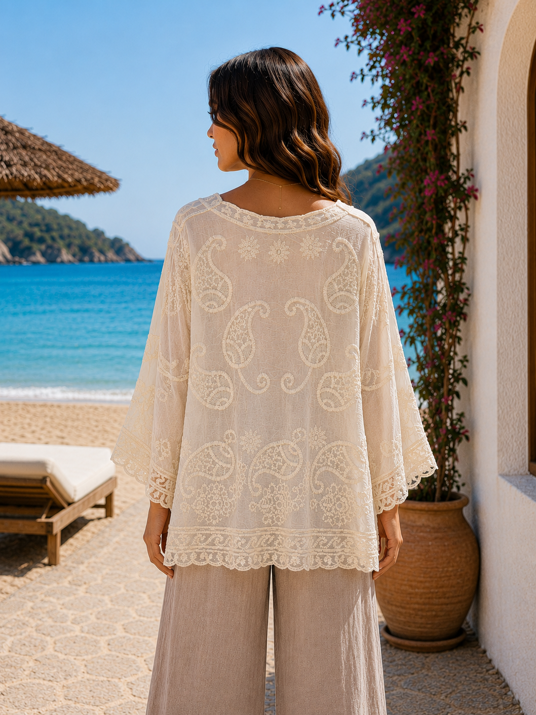 COTTON R-NECK PATTERN TOP