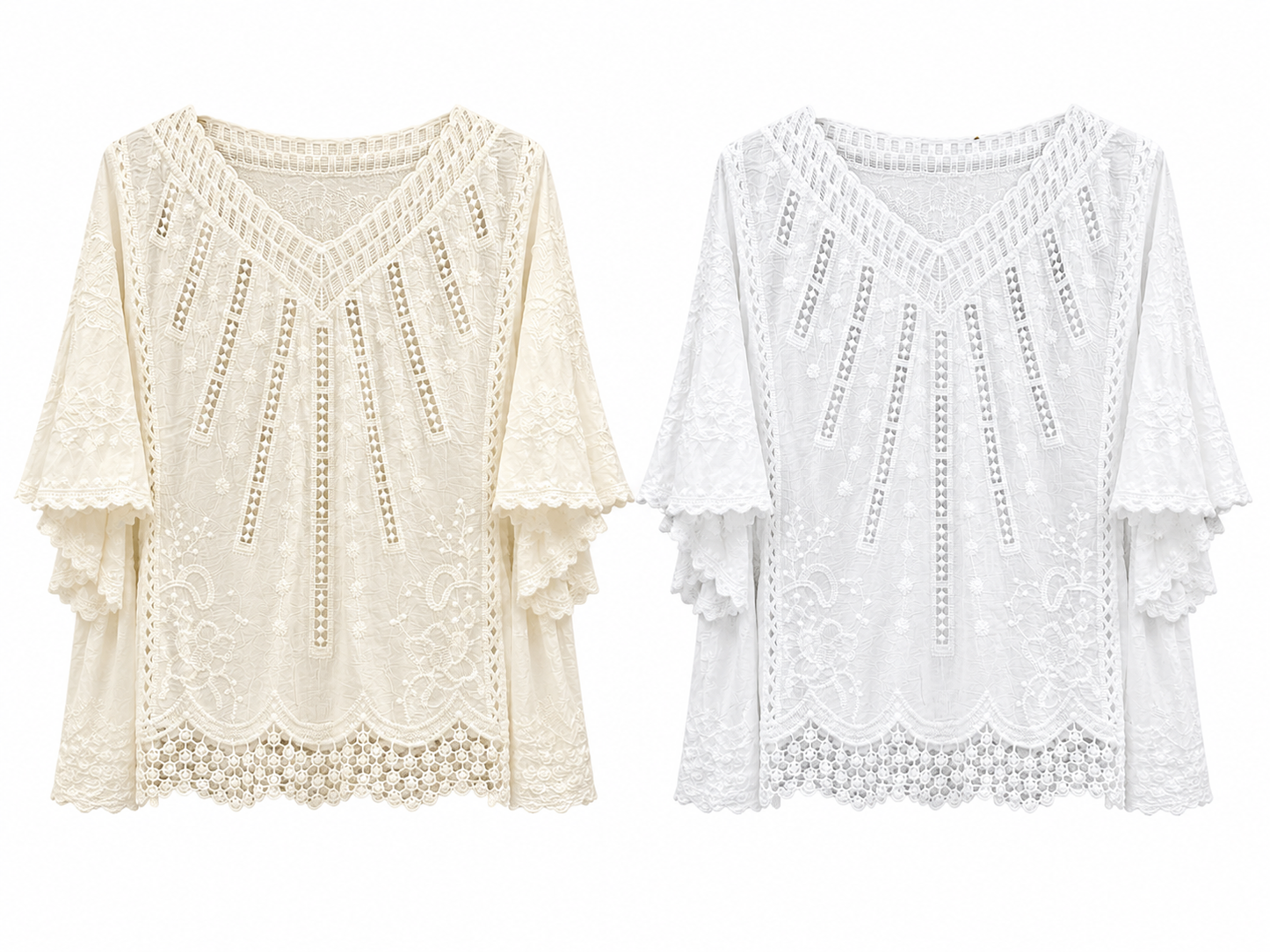 COTTON V-NECK BATWING TOP