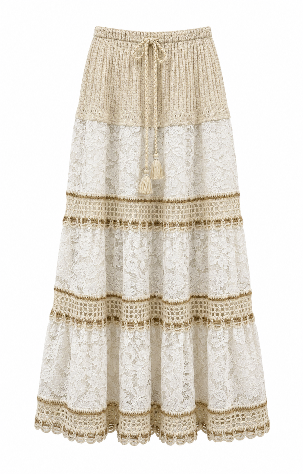 EMBROIDERED CROCHET DRAWSTRING SKIRT