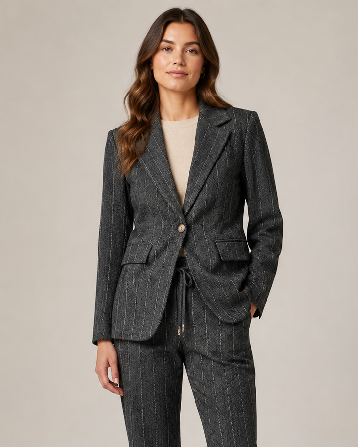 STRIPED ONE BUTTON BLAZER