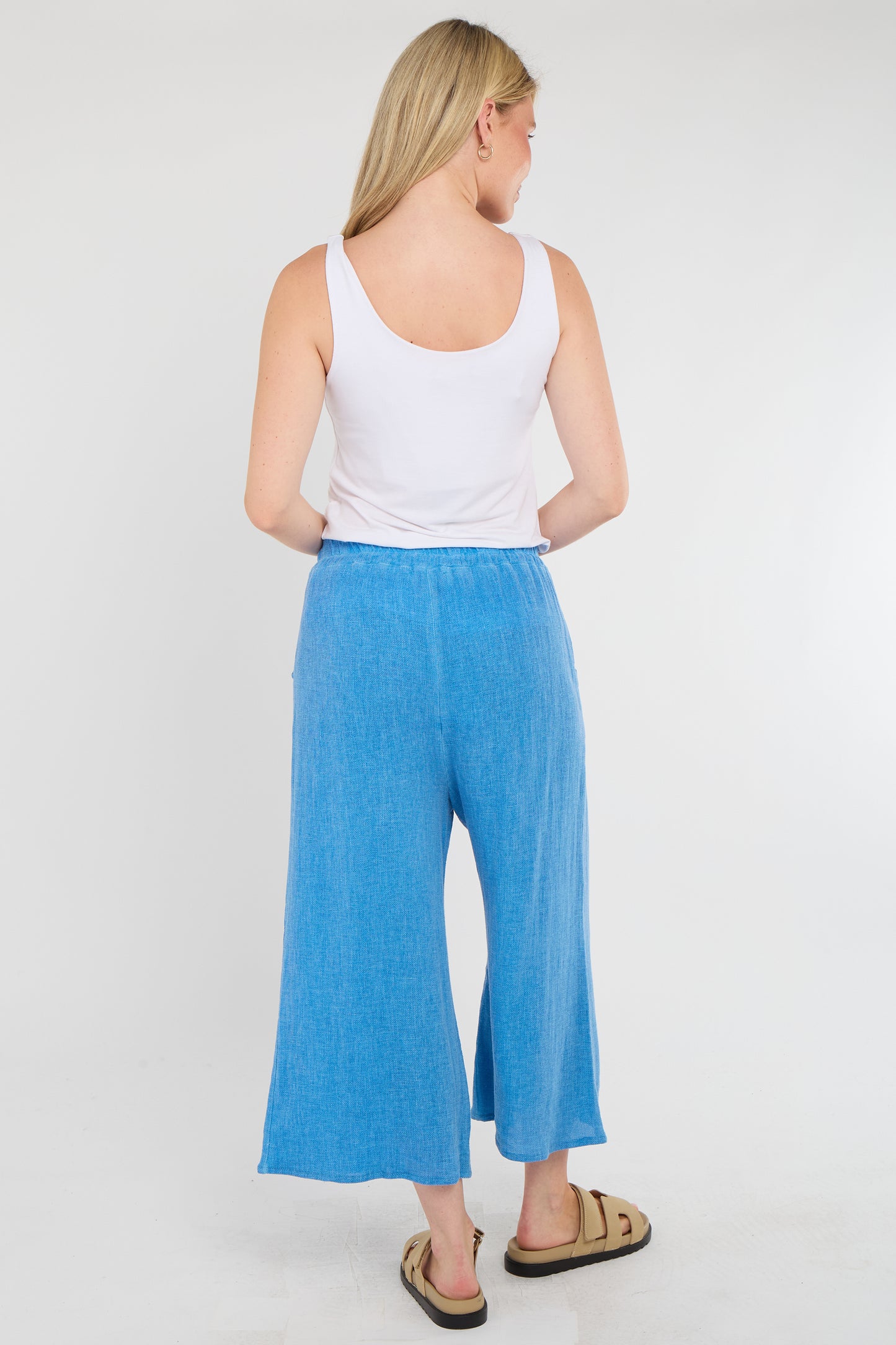 WASHED LINEN CROP TROUSERS