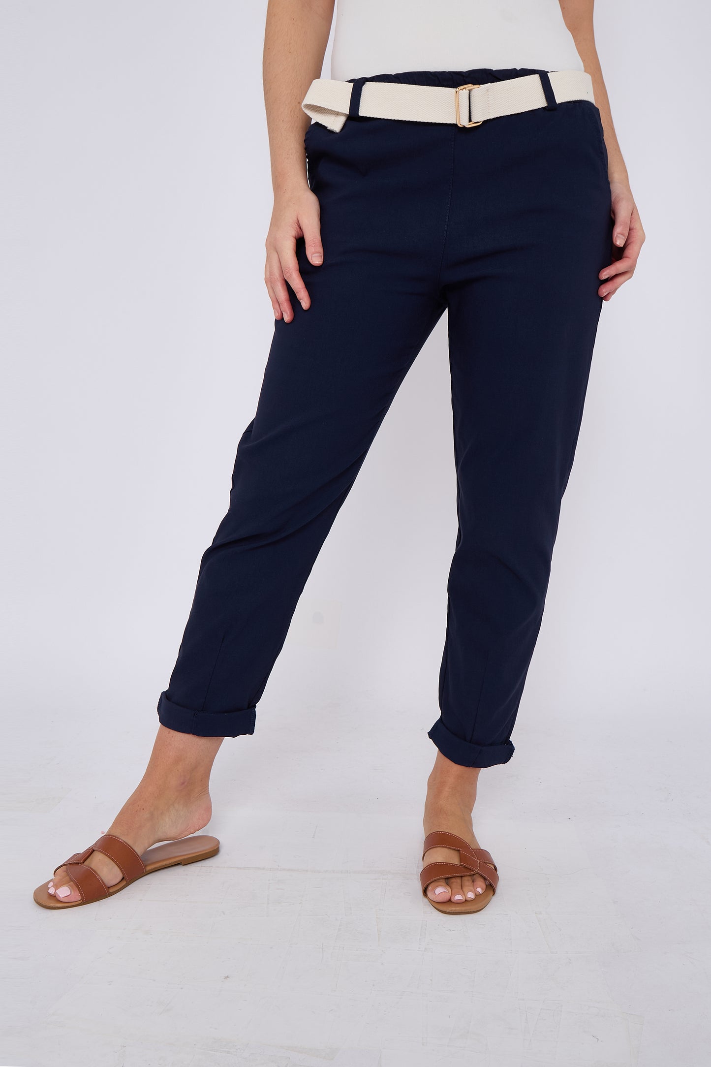 BELTED ELASTICATED WAIST MAGIC TROUSER
