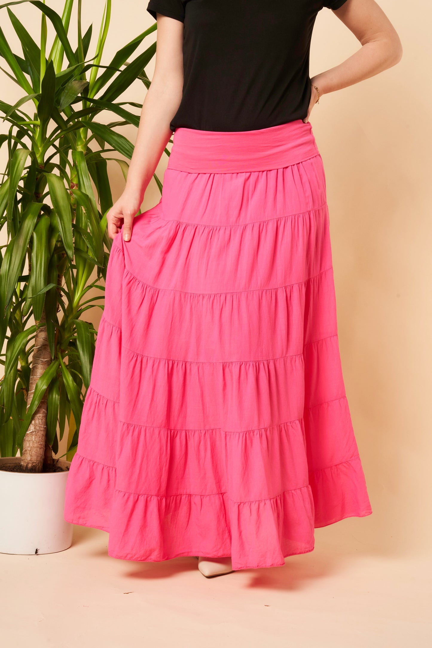 High Waist Tiered Lined Cotton Skirts