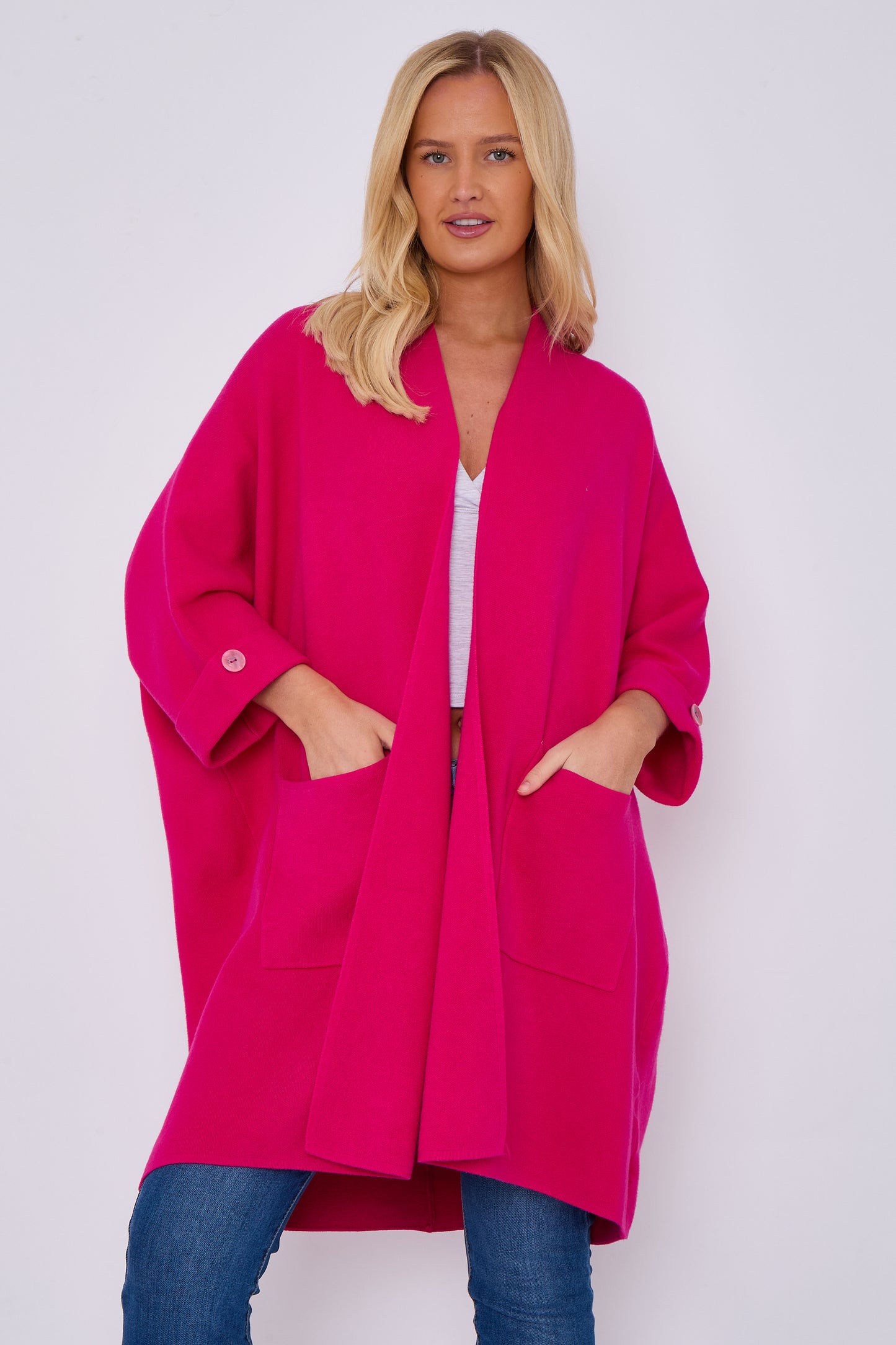 TWO POCKET BUTTON SLEEVE CARDIGAN