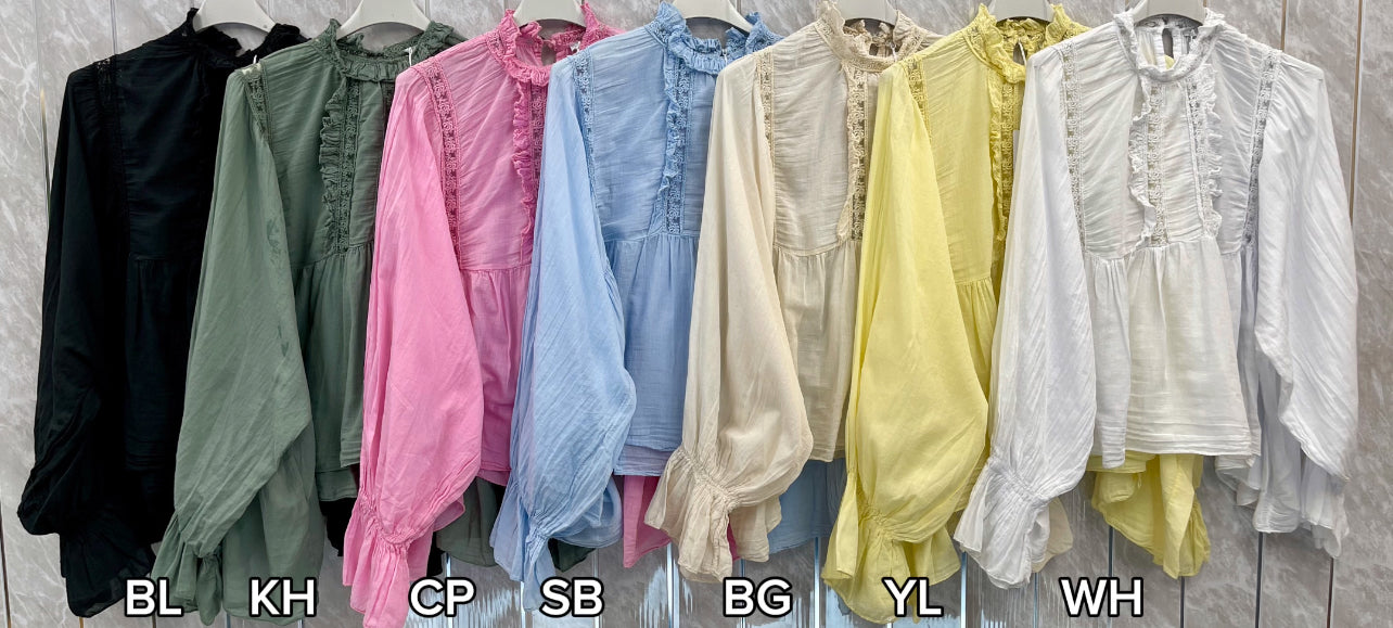HIGH COLLARED EMBROIDERED BLOUSE
