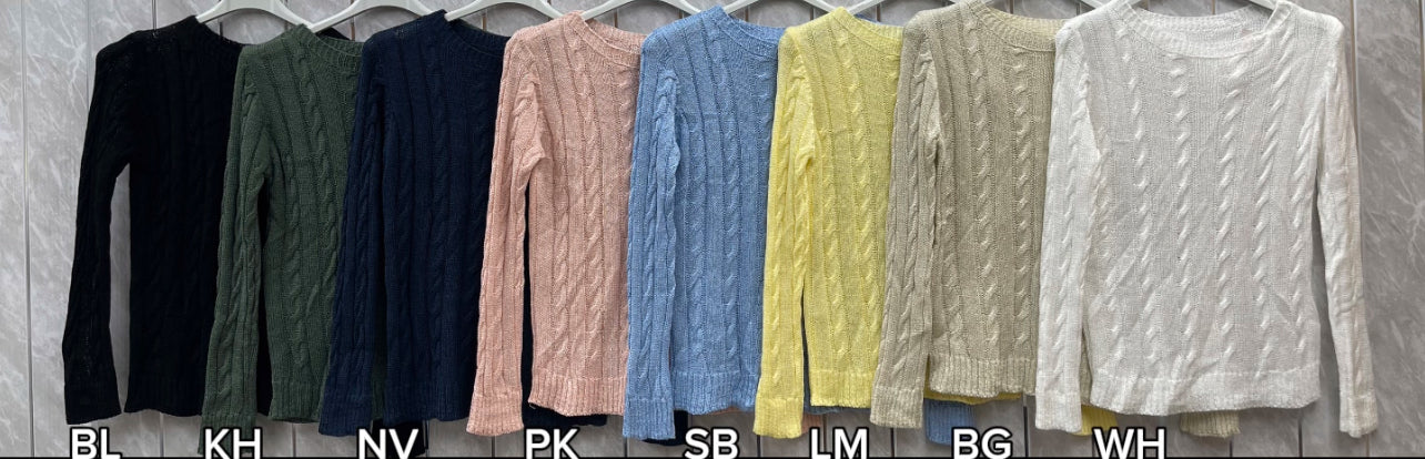 CREW NECK CROCHET CABLE JUMPER