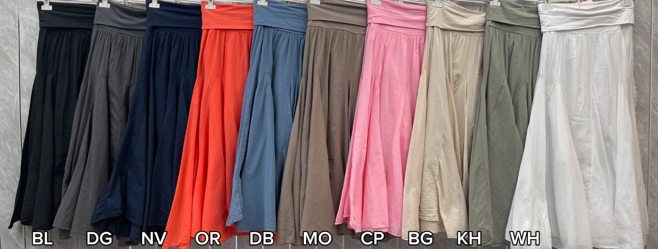 PLEATED COTTON MIDI SKIRT