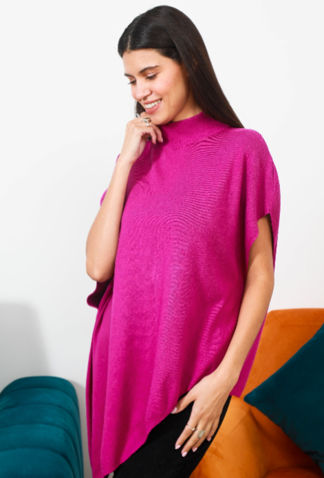 RIBBED TURTLE NECK ASYMMETRIC JUMPER