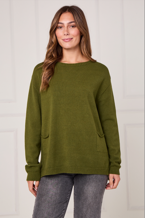 RIBBED HEM JUMPER WITH POCKETS