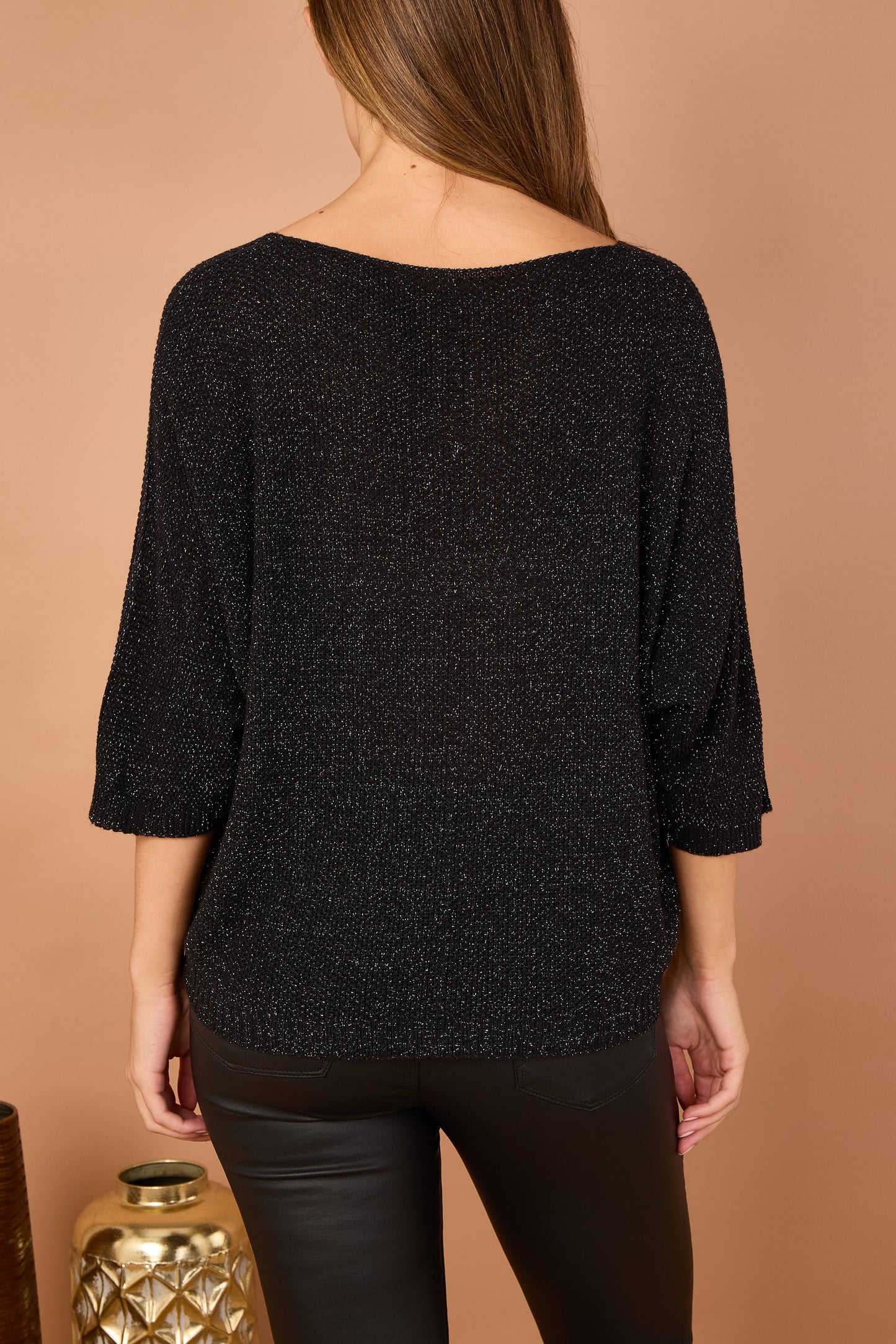 GLITZ V-NECK SHORT SLEEVE ACRYLIC JUMPER