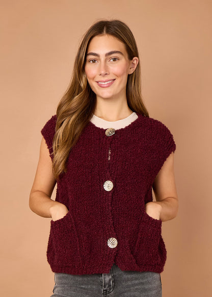ALPACA BLEND GOLD BUTTON GILET