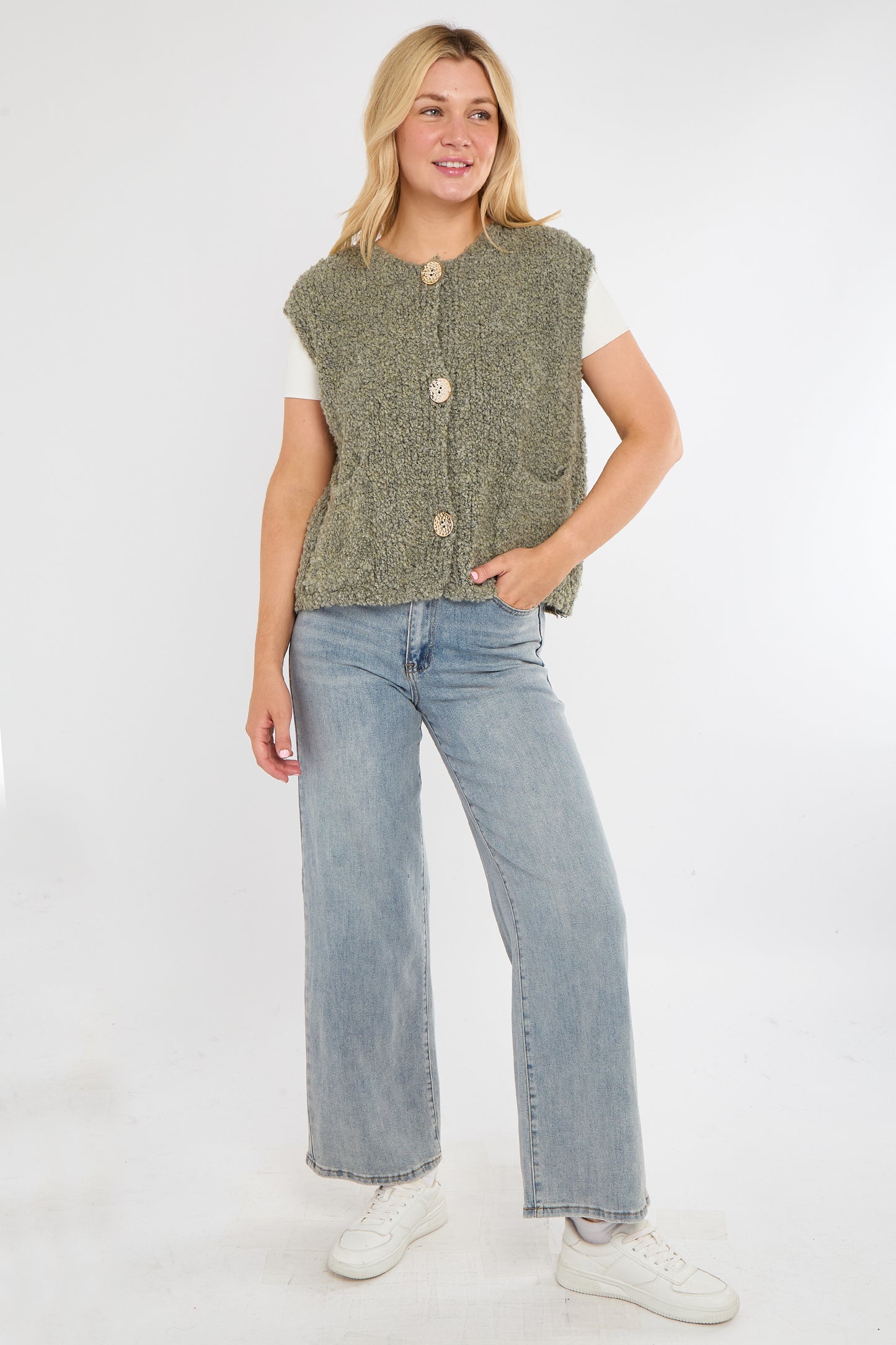 ALPACA BLEND GOLD BUTTON GILET