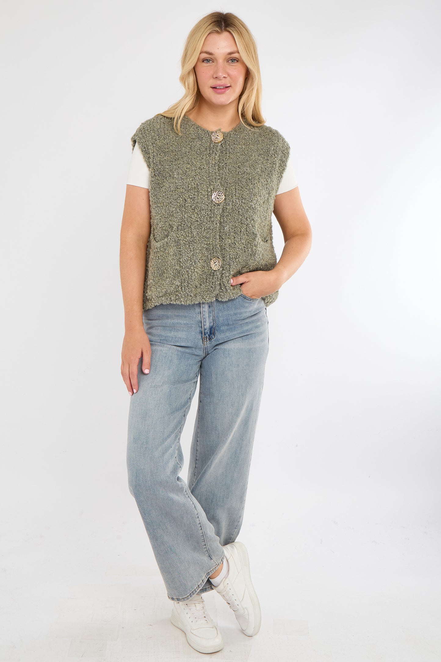ALPACA BLEND GOLD BUTTON GILET