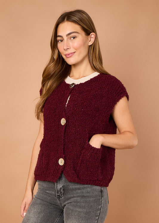 ALPACA BLEND GOLD BUTTON GILET