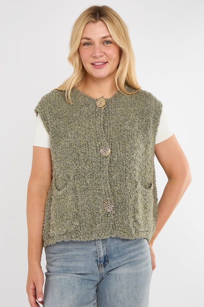 ALPACA BLEND GOLD BUTTON GILET