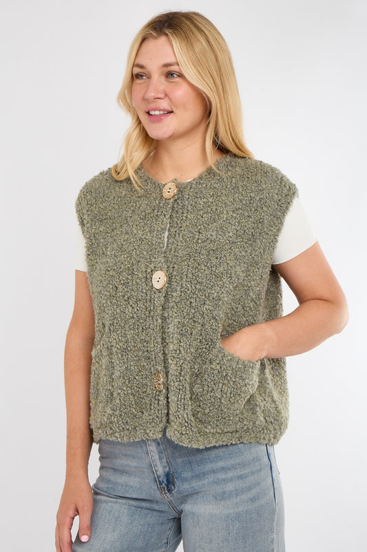 ALPACA BLEND GOLD BUTTON GILET