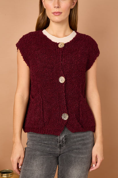 ALPACA BLEND GOLD BUTTON GILET