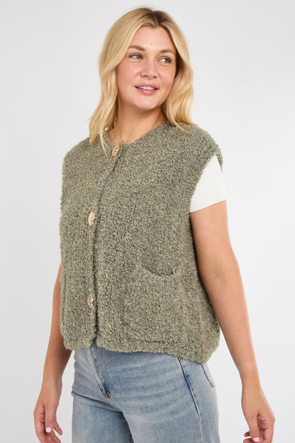ALPACA BLEND GOLD BUTTON GILET