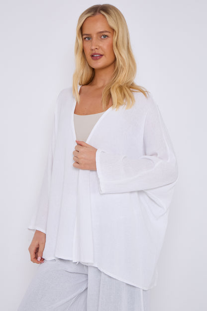 WASHED LINEN V-NECK BUTTON THROUGH TOP