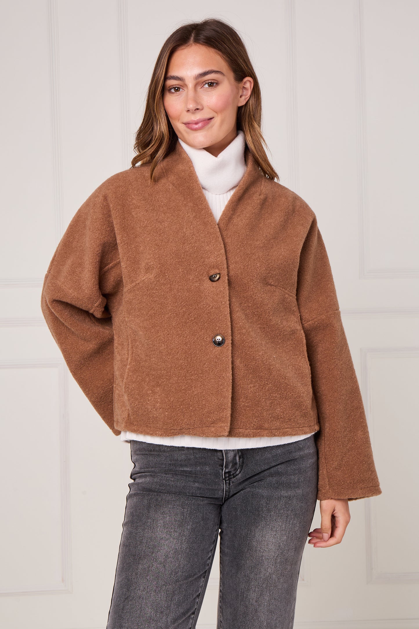 WOOL BLEND TWO BUTTONED JACKET