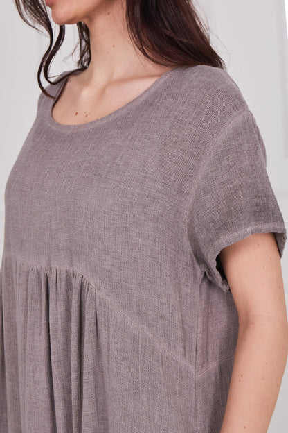 WASHED LINEN SIDE POCKET DRESS