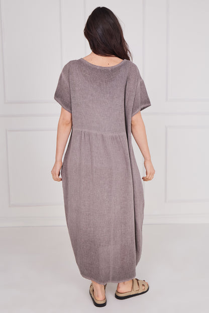 WASHED LINEN SIDE POCKET DRESS