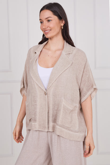 WASHED LINEN TWO POCKETS JACKET