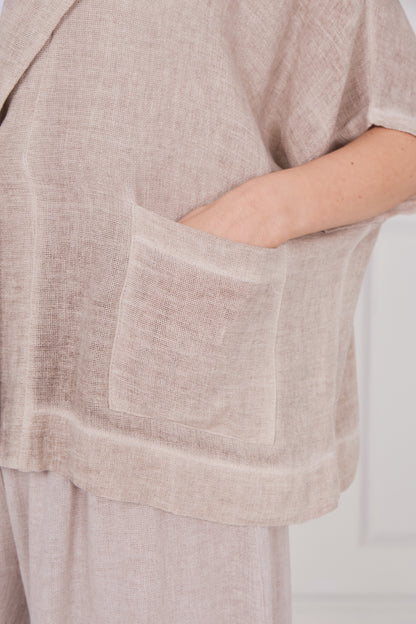 WASHED LINEN TWO POCKETS JACKET