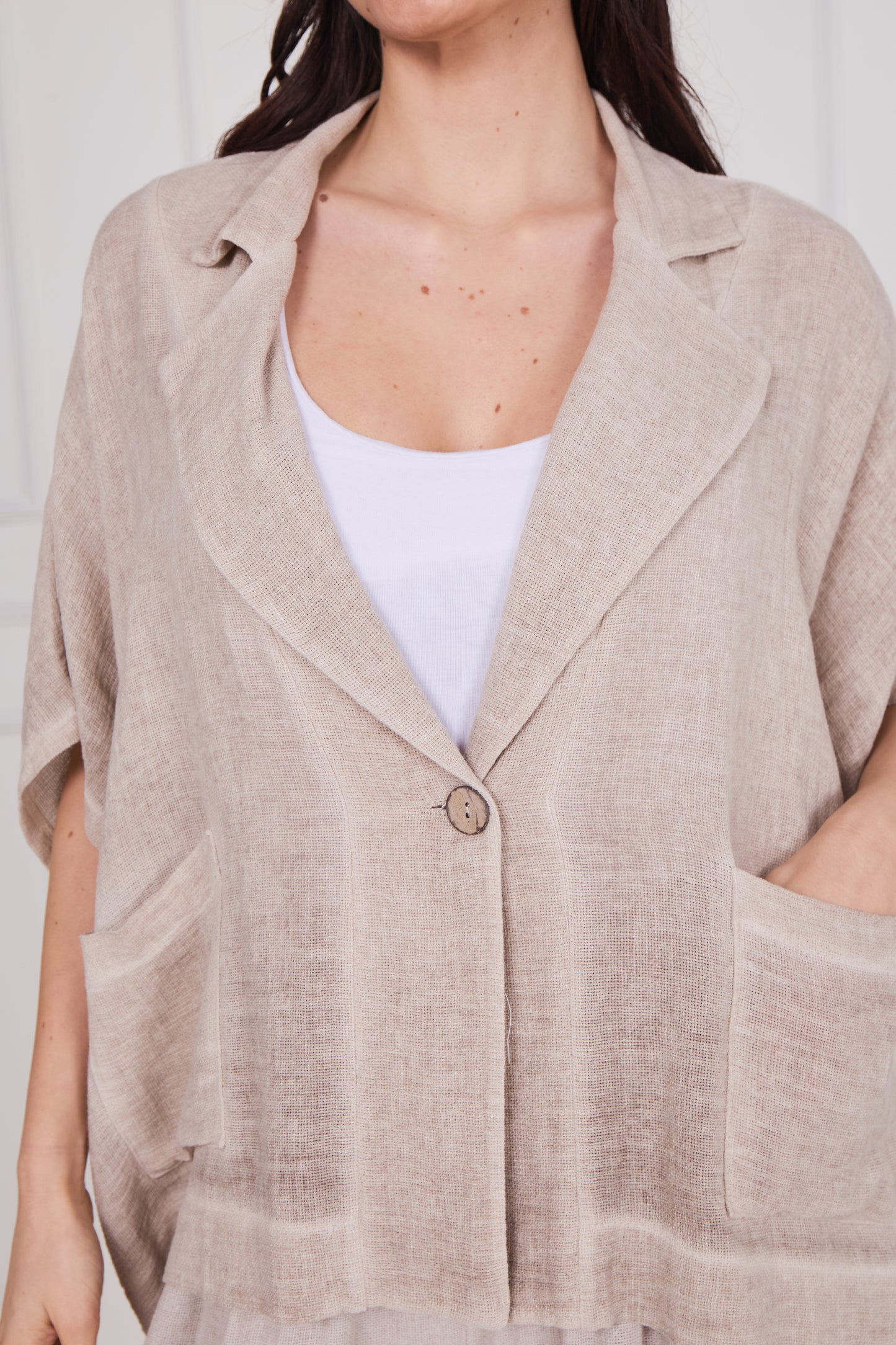 WASHED LINEN TWO POCKETS JACKET
