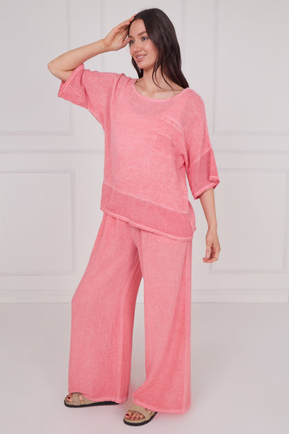 WASHED LINEN MESH POCKET TOP