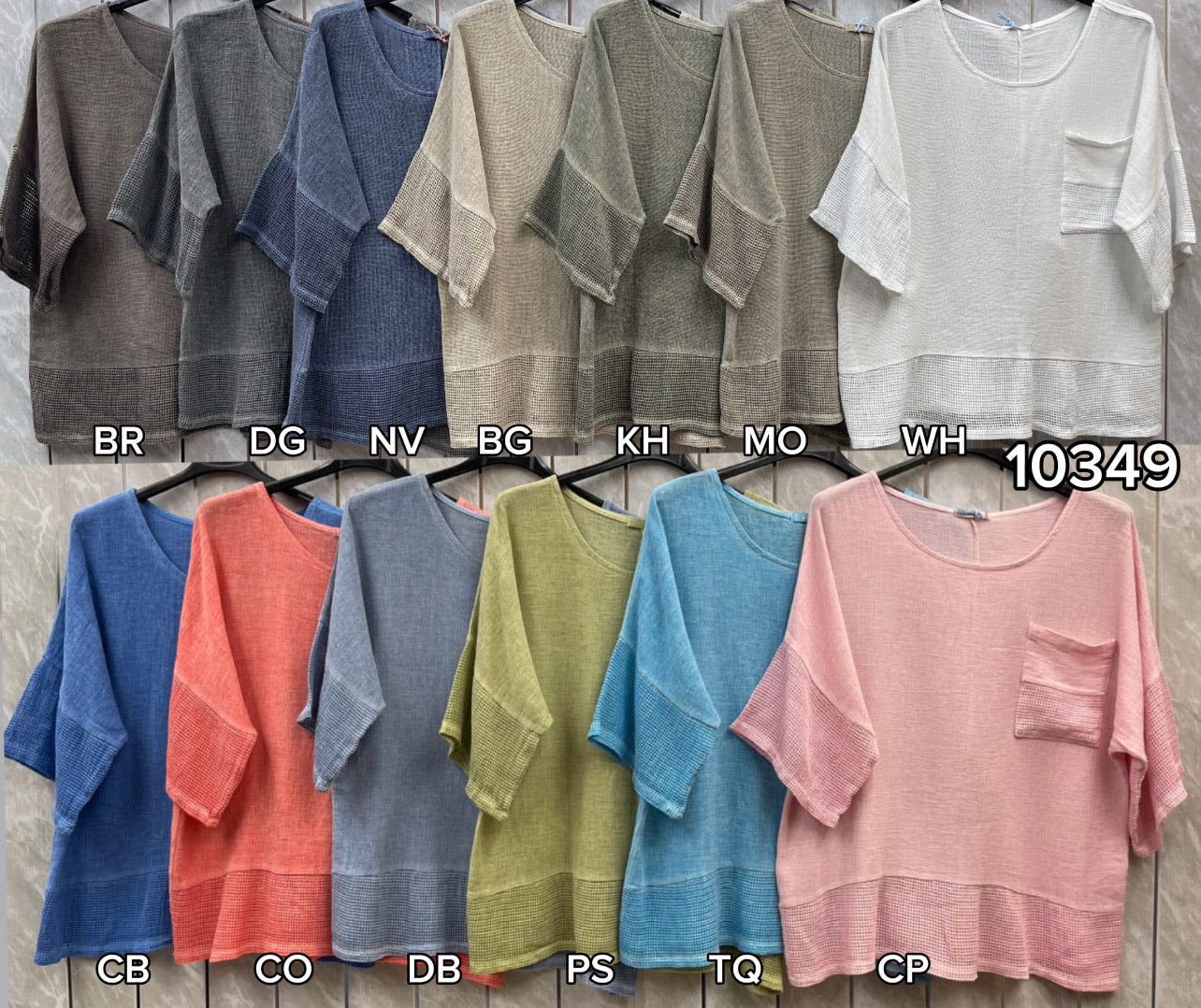 WASHED LINEN MESH POCKET TOP