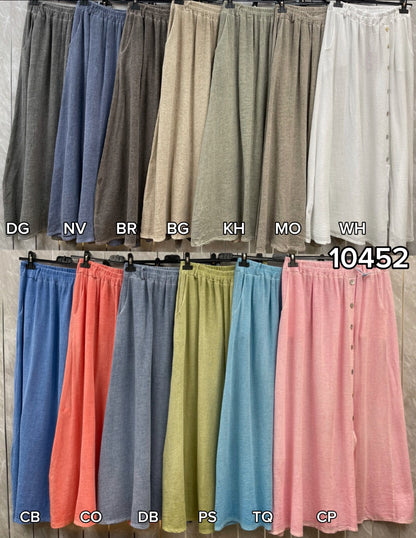 WASHED LINEN BUTTONED MAXI SKIRT