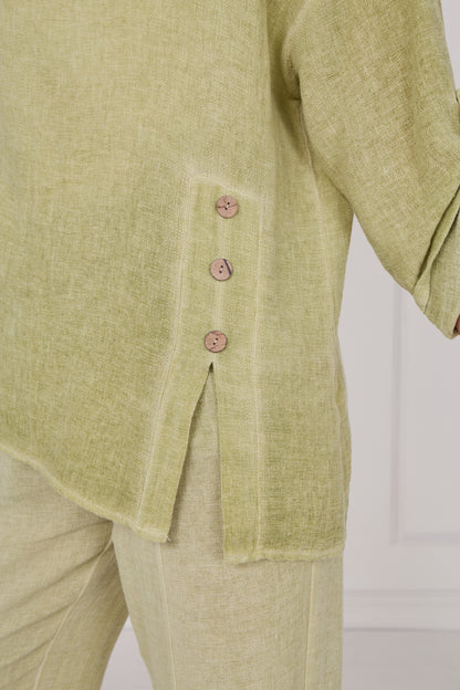 WASHED LINEN SIDE BUTTONS TOP