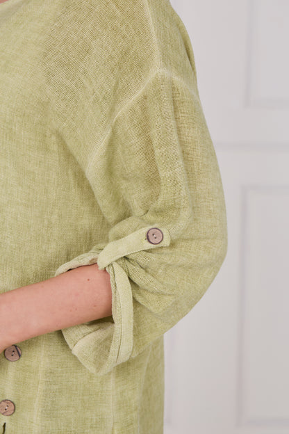 WASHED LINEN SIDE BUTTONS TOP