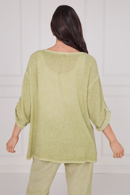 WASHED LINEN SIDE BUTTONS TOP