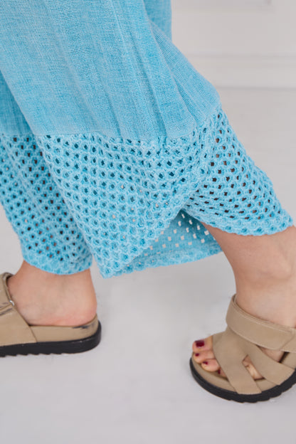 WASHED LINEN MESH POCKET TROUSERS