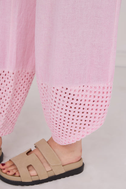 WASHED LINEN MESH POCKET TROUSERS