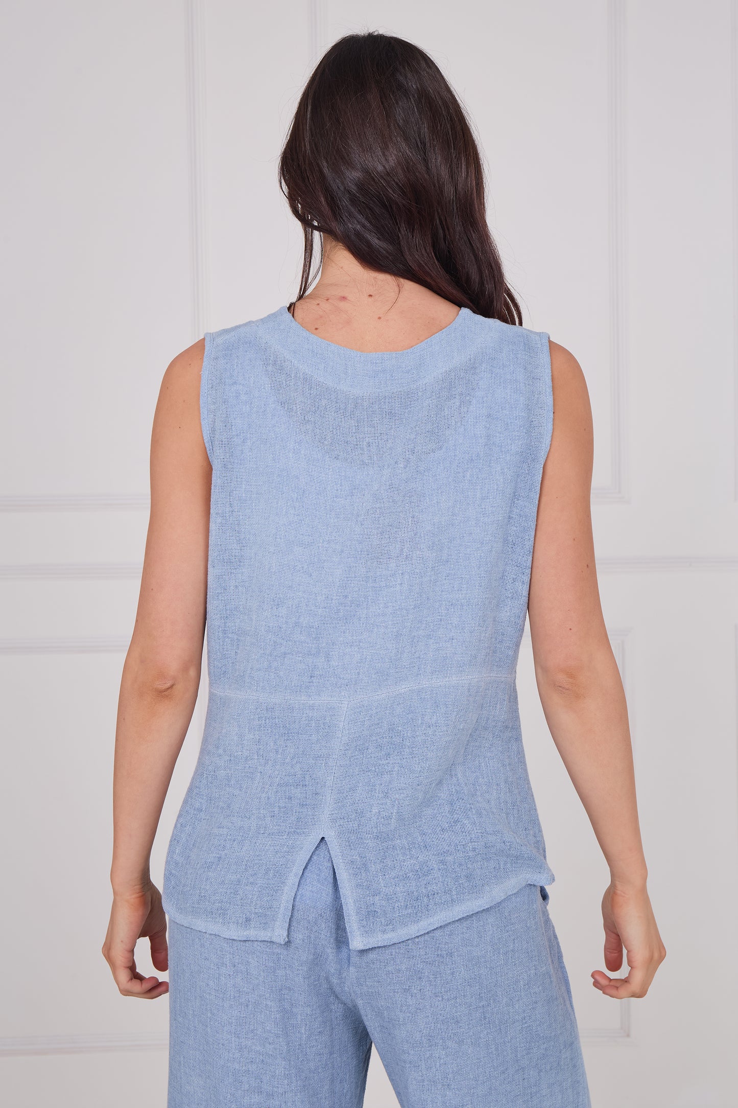 WASHED LINEN BUTTON THROUGH VEST