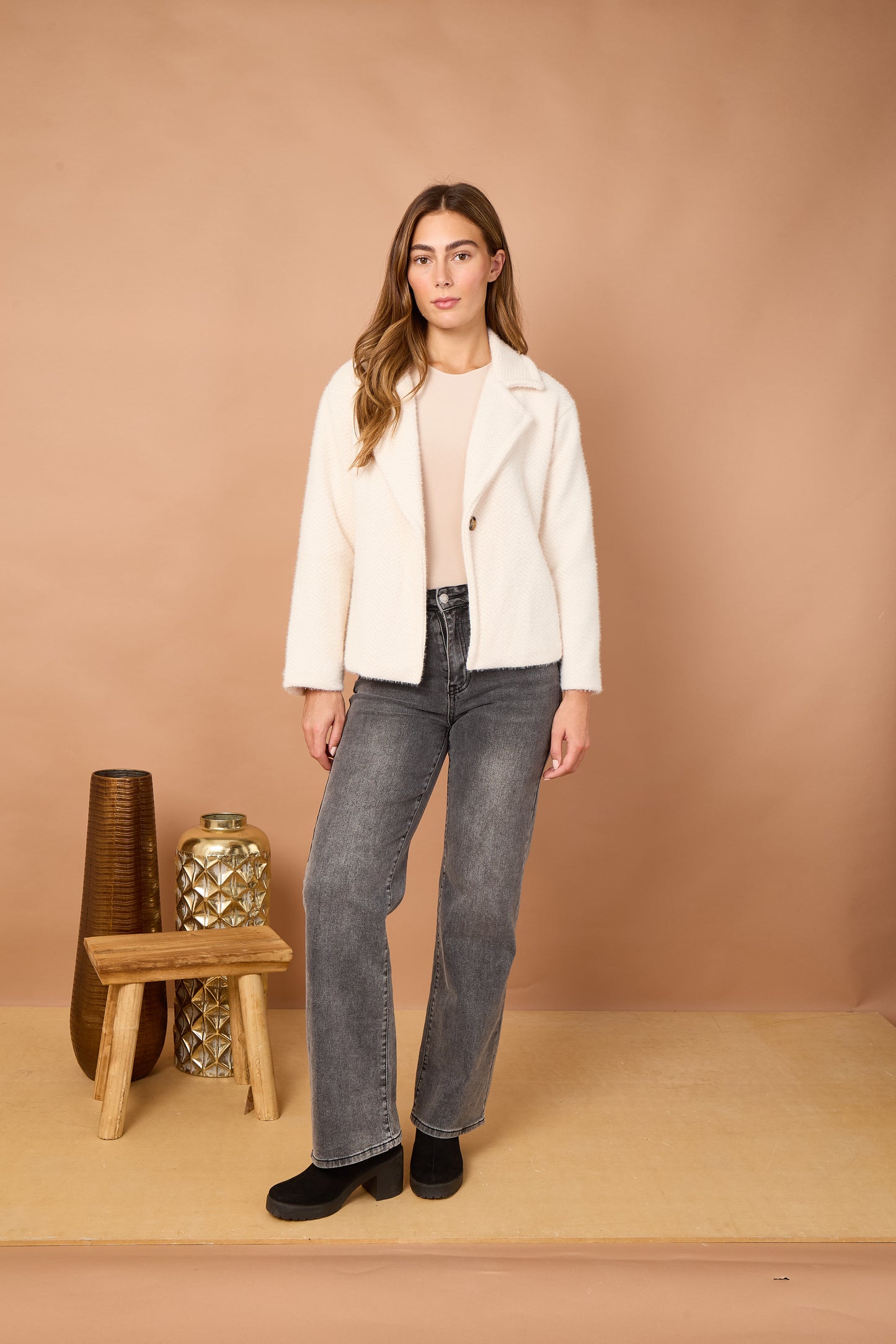 BLANKET PLAIN CROPPED JACKET
