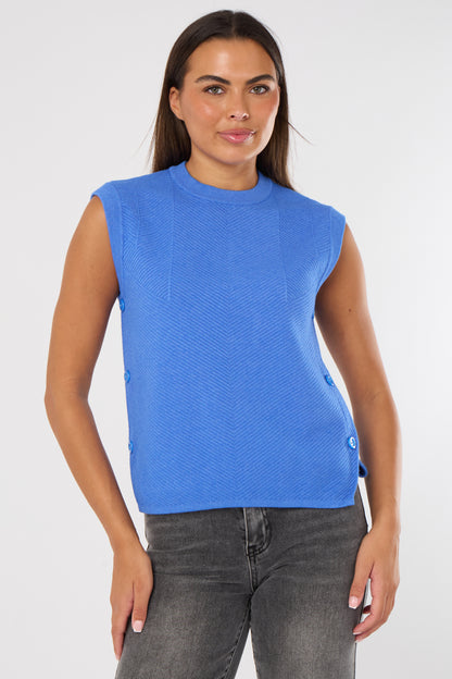 HERRINGBONE RIB SIDE BUTTON GILET