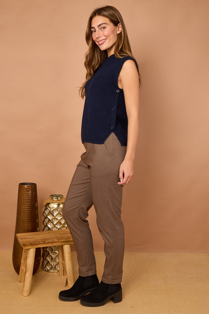 HERRINGBONE RIB SIDE BUTTON GILET