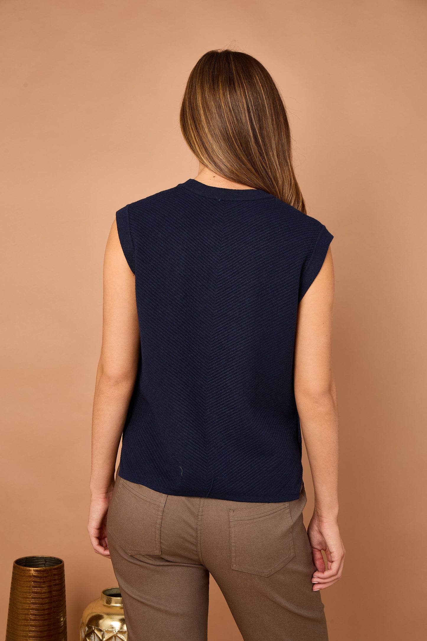 HERRINGBONE RIB SIDE BUTTON GILET