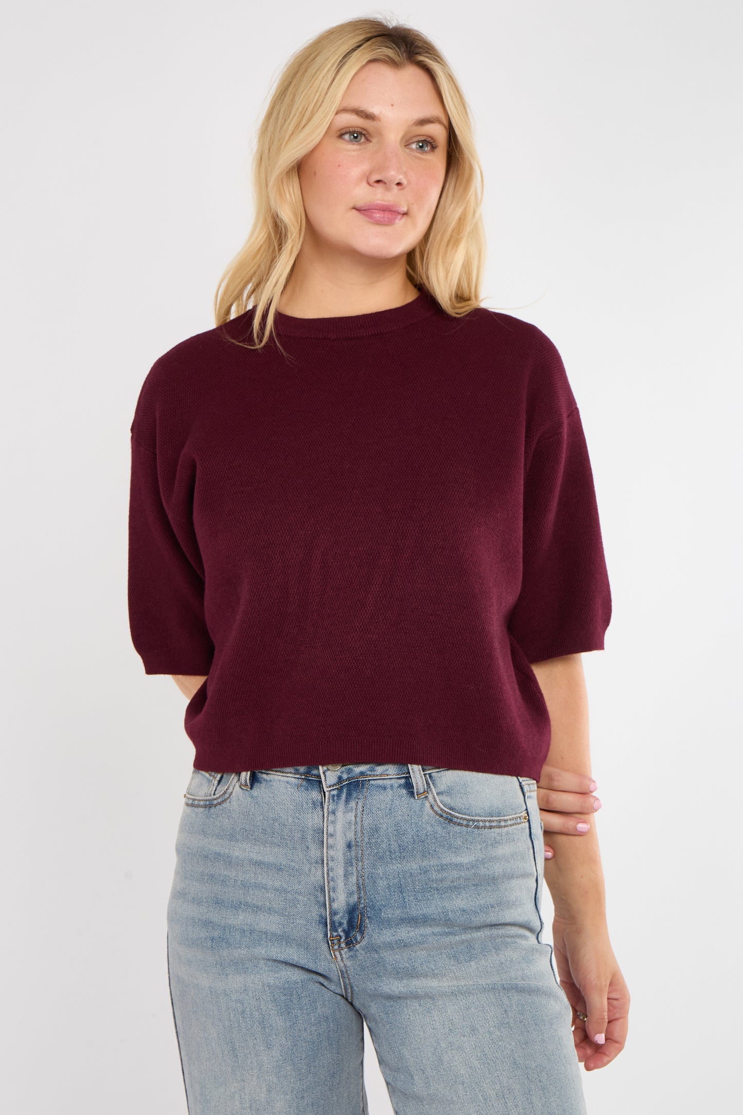 WAFFLE KNIT BOXY JUMPER